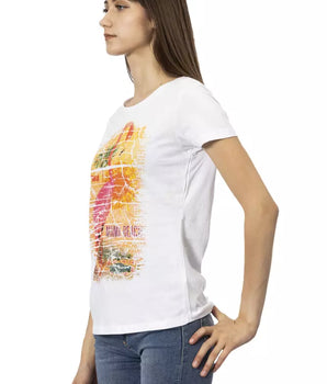Trussardi Action Chic White Tee with Graphic Flair