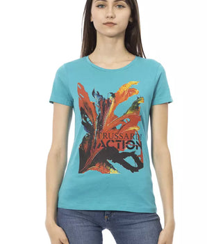 Camiseta Trussardi Action de algodón azul claro para mujer