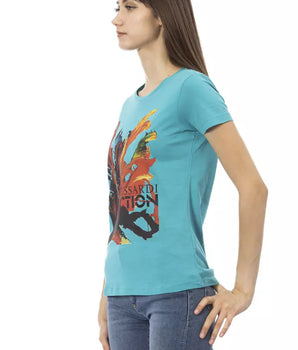 Camiseta Trussardi Action de algodón azul claro para mujer