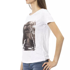 Camiseta Trussardi Action Chic de mezcla de algodón blanca con estampado frontal