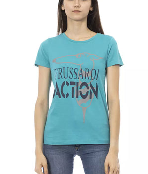 Trussardi Action Light Blue Cotton Women T-Shirt