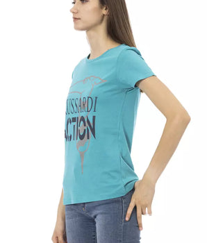 Trussardi Action Light Blue Cotton Women T-Shirt