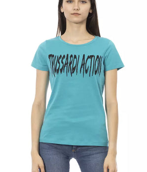 Trussardi Action Light Blue Cotton Women T-Shirt