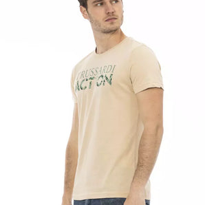 Trussardi Action Beige Cotton Men T-Shirt