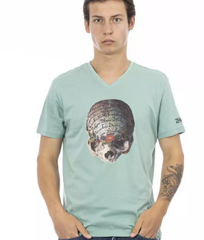 Trussardi Action Green Cotton Men's V-Neck T-Shirt