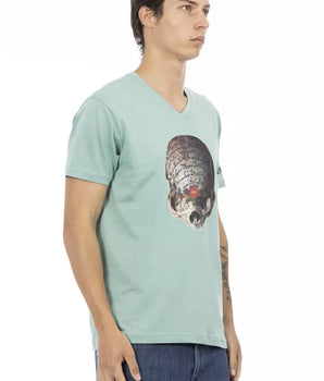 Trussardi Action Green Cotton Men's V-Neck T-Shirt