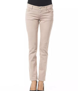 BYBLOS Beige Cotton Women Slim Pant