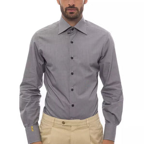 Camisa de algodón con monograma elegante de alta costura italiana multimillonaria