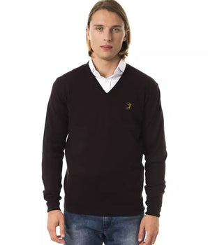 Uominitaliani Brown Merino Wool Men Sweater Uominitaliani 