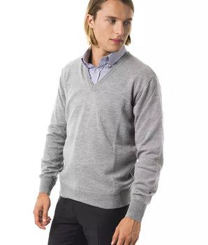 Uominitaliani Gray Wool Men Sweater Uominitaliani 