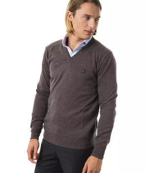 Uominitaliani Gray Merino Men Sweater Uominitaliani 