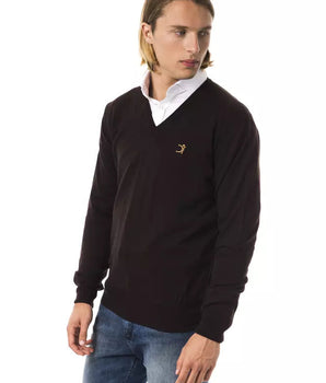 Uominitaliani Brown Merino Wool Men Sweater Uominitaliani 