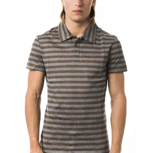 BYBLOS Gray Cotton Men Polo Shirt