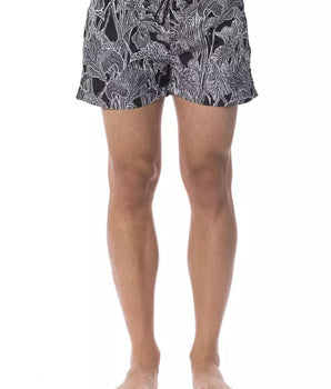 Roberto Cavalli Sport Black Polyester Men Swimsuit