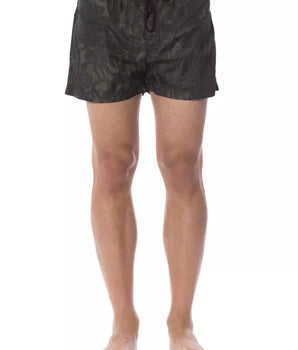 Roberto Cavalli Sport Army Polyester Men Swim Trunk
