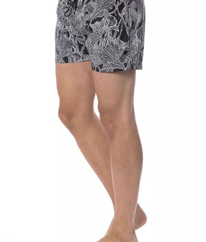 Roberto Cavalli Sport Black Polyester Men Swimsuit