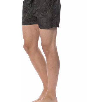 Roberto Cavalli Sport Army Polyester Men Swim Trunk