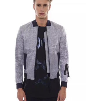 Nicolo Tonetto Gray Polyester Men's Bomber Jacket Nicolo Tonetto 
