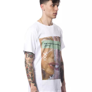 Nicolo Tonetto Elegante camiseta blanca con cuello redondo y estampado