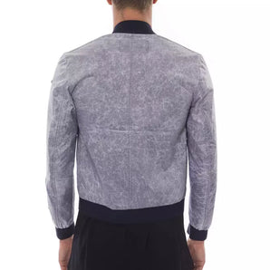 Nicolo Tonetto Gray Polyester Men Bomber Jacket