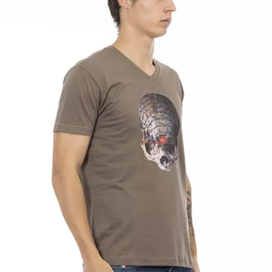 Trussardi Action Elevated Casual camiseta marrón con cuello en V