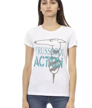 Trussardi Action Chic White Printed Tee: Summer Wardrobe Essential