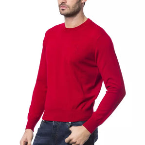 Billionaire Italian Couture Red Merino Wool Men Sweater