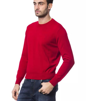 Billionaire Italian Couture Red Merino Wool Men Sweater