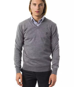 Uominitaliani Gray Merino Wool Men Sweater Uominitaliani 