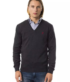 Uominitaliani Gray Merino Wool Men Sweater Uominitaliani 