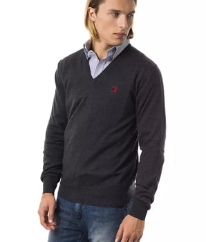 Uominitaliani Gray Merino Wool Men Sweater Uominitaliani 