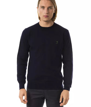 Uominitaliani Blue Merino Wool Men Sweater Uominitaliani 