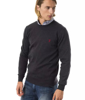 Uominitaliani Gray Merino Wool Men Sweater Uominitaliani 
