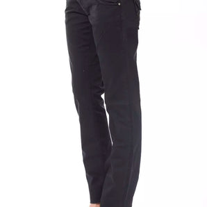 Ungaro Fever Chic Blue Cotton Blend Pants - Flawless Fit &amp; Style