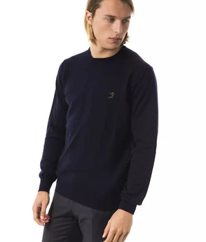 Uominitaliani Blue Merino Wool Men Sweater Uominitaliani 