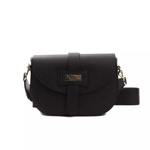 Pompei Donatella Elegante Bolso Bandolera De Cuero Negro