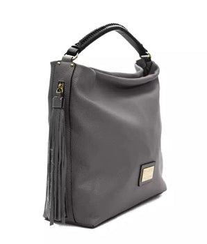 Pompei Donatella Gray Leather Women Shoulder Bag Pompei Donatella 