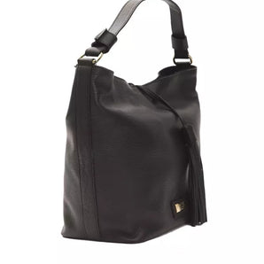 Pompei Donatella Elegante bolso de hombro de cuero en negro atemporal