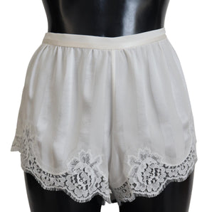 Dolce &amp; Gabbana Elegant White Lace Lingerie Shorts