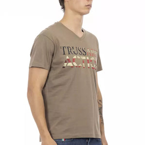 Camiseta Trussardi Action Sleek con cuello en V y estampado artístico en la parte delantera