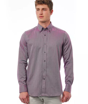 Bagutta Burgundy Cotton Men Shirt