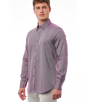 Bagutta Burgundy Cotton Men Shirt