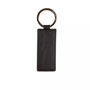 Neil Barrett elegante llavero de cuero negro para hombre