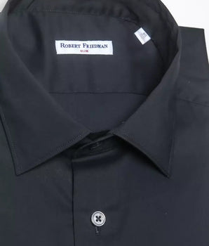Robert Friedman Black Cotton Men Shirt