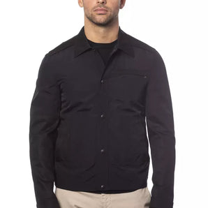 Verri Black Cotton Men Bomber Jacket Verri 