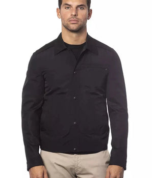 Verri Black Cotton Men Bomber Jacket Verri 