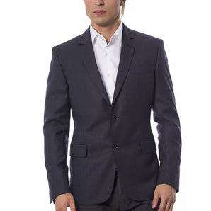 Verri Elegante blazer de lana azul con botonadura simple