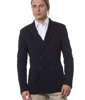 Verri Blue Viscose Men Blazer Verri 