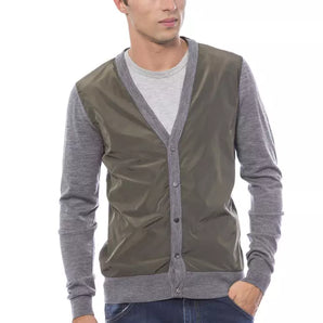 Verri Gray Wool Men Cardigan Verri 