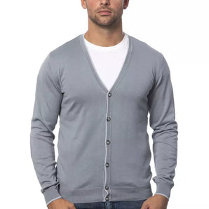 Verri Gray Cotton Men Cardigan Verri 